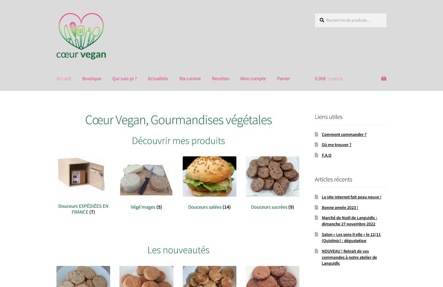 Maintenance et améliorations de la boutique en ligne Coeur Vegan
